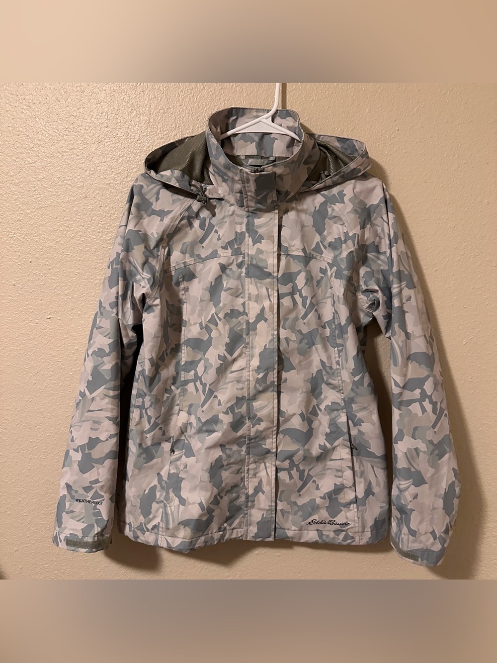 Eddie Bauer WeatherEdge Women's Rain Jacket — Size Small — Gray Camo
